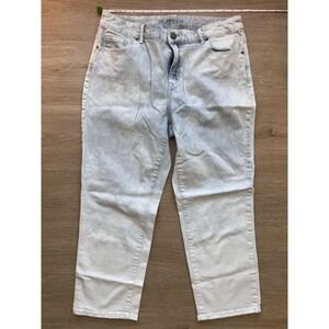 Chico's Platinum Cropped Jeans Womens 30x22 Light Blue Pinstripe Pockets Outdoor